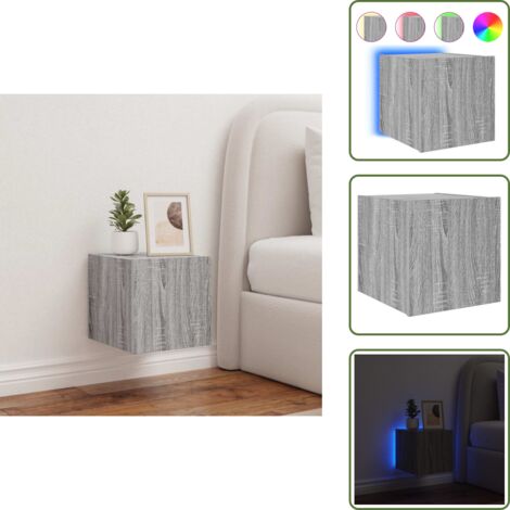 Comodino a muro - vidaXL Mobile TV a Parete con Luci LED Grigio Sonoma 30,5x35x30 cm - Armadio TV
