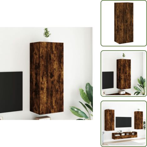 Comodino a muro - vidaXL Mobile TV a Parete Rovere Fumo 40,5x30x102 cm Legno Multistrato - Armadio TV