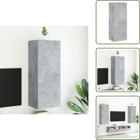 Comodino a muro - vidaXL Mobile TV Parete Grigio Cemento 40,5x30x102cm Legno Multistrato - Armadio TV