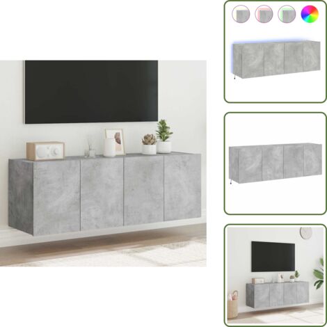 Comodino a muro - vidaXL Mobili TV a Parete con Luci LED 2pz Grigio Cemento 60x35x41 cm - Armadio TV a parete