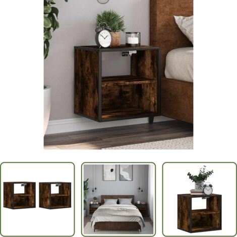 Comodino a parete -  Comodini a Muro 2 pz Rovere Fumo 40x31x39,5 cm