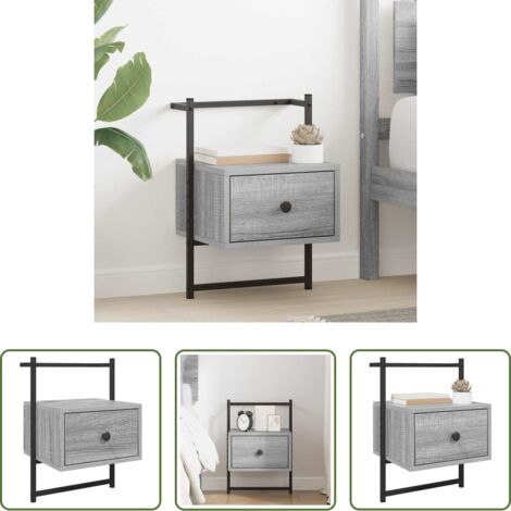 Comodino a parete -  Comodino a Muro Grigio Sonoma 35x30x51 cm Legno Multistrato
