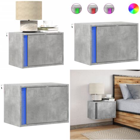 Comodino a Parete con Luci LED Grigio Cemento - Luci led - Comodino con luci