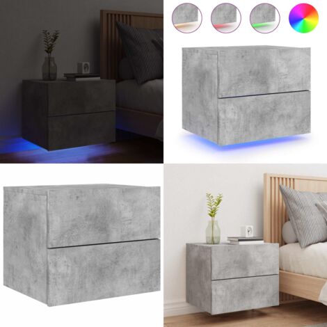 Comodino a Parete con Luci LED Grigio Cemento - Luci led - Comodino con luci rgb