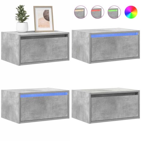 Comodino a Parete con Luci LED Grigio Cemento - Luci led - Comodino con luci rgb