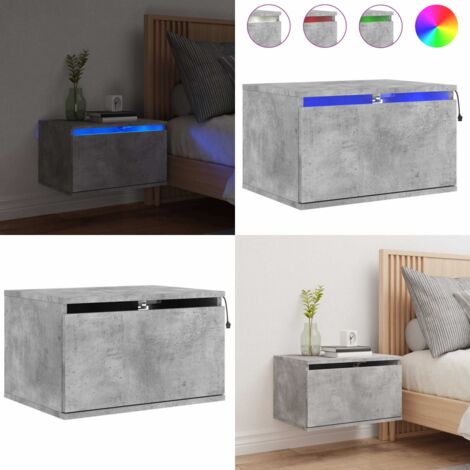 Comodino a Parete con Luci LED Grigio Cemento - Luci led rgb - Comodino a sospensione