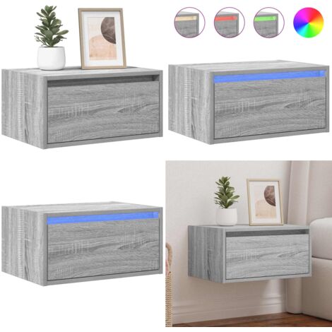 Comodino a Parete con luci LED Grigio Sonoma - Luci led - Comodino con luci rgb