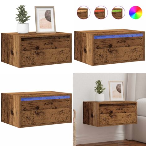 Comodino a Parete con Luci LED Legno Antico - Luci led - Comodino con luci rgb