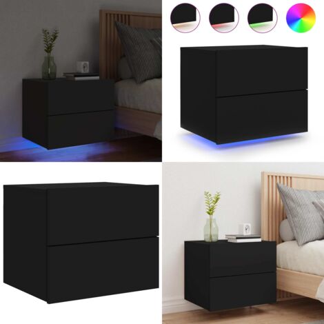 Comodino a Parete con Luci LED Nero - Luci led rgb - Comodino a sospensione