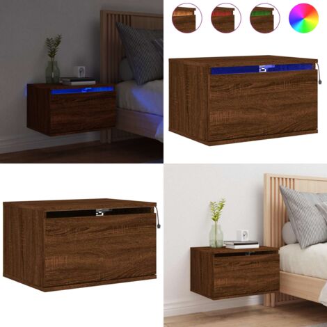 Comodino a Parete con luci LED Rovere Marrone - Luci led - Comodino con luci rgb