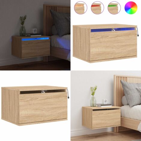Comodino a Parete con luci LED Rovere Sonoma - Luci led - Comodino con luci rgb