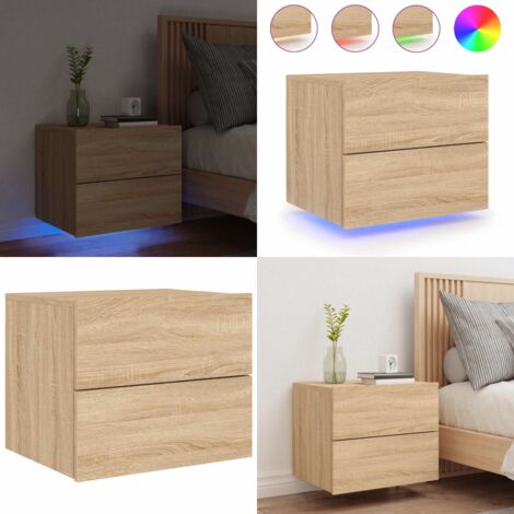 Comodino a Parete con luci LED Rovere Sonoma - Luci led - Comodino con luci rgb