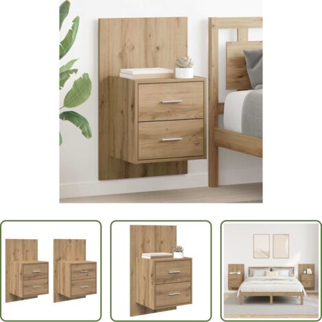 Comodino a parete -  Mobiletto da comodino a parete 2 pcs Rovere artigianale