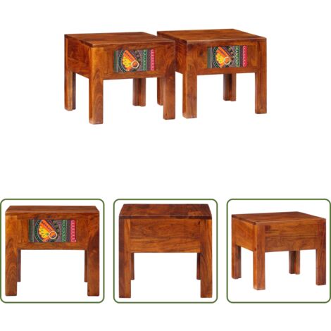 Comodino acacia -  Comodini 2 pz 40x40x36 cm in Legno Massello di Acacia