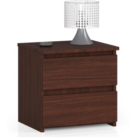 ABAMIHOME Comodino AKORD CL2 Wengé 40 cm 2 cassetti 40x35x40 cm
