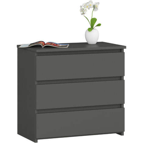 Comodino AKORD CL3 Grigia Grafite 60 cm 3 cassetti 60x35x57 cm