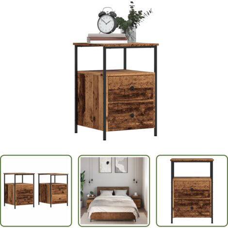Comodino antico -  Comodini Legno Antico 2 pz 34x35,5x50 cm in Legno Multistrato