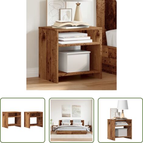 Comodino antico -  Comodini Legno Antico 2 pz 40x30x40 cm in Legno Multistrato