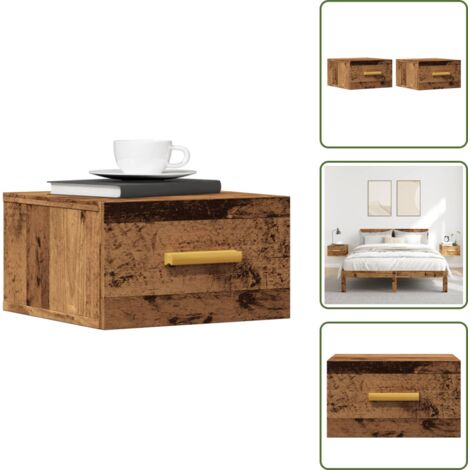 Comodino antico - vidaXL Comodini a Muro 2 pz Legno Antico 35x35x20 cm - Comodino per parete