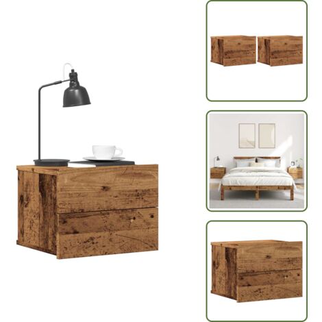 Comodino antico - vidaXL Comodini a Muro 2 pz Legno Antico 40x32x30 cm - Comodino per stanza