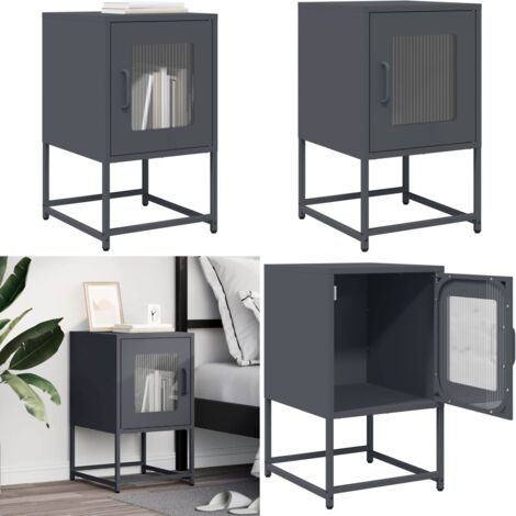 Comodino Antracite 36x39x60,5 cm in Acciaio Laminato a Freddo - Comodino antracite - Comodino da bagno