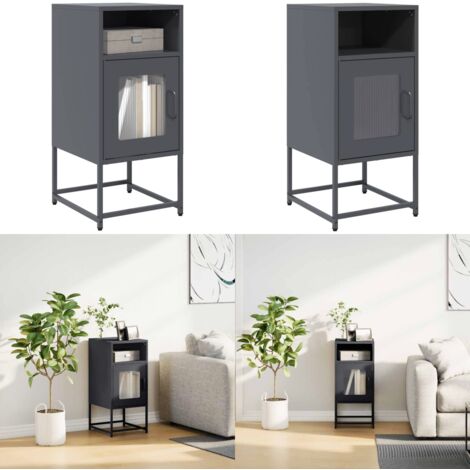 Comodino Antracite 36x39x78 cm in Acciaio Laminato a Freddo - Comodino antracite - Comodino da bagno