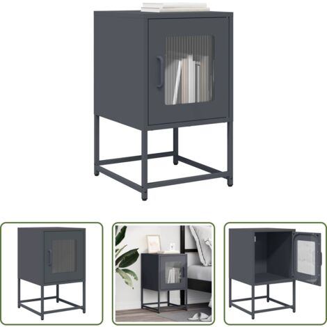 Comodino antracite -  Comodino Antracite 36x39x60,5 cm in Acciaio Laminato a Freddo