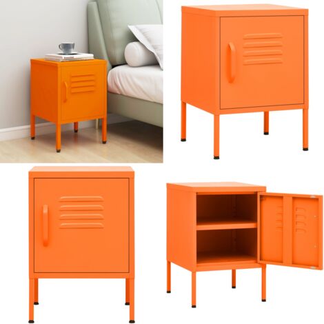 Comodino Arancione 35x35x51 cm in Acciaio - Comodino arancione - Comodino moderno