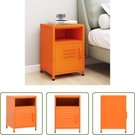 Comodino arancione -  Comodino Arancione 35x35x51 cm in Acciaio