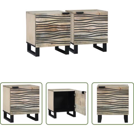 Comodino -  Armadio da Notte 2 pcs Bianco e Nero 40 x 33 x 46 cm