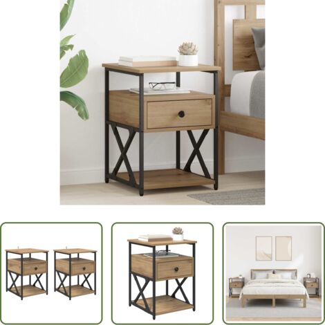 Comodino -  Armadio da Notte 2 pcs Rovere artigianale 40 x 42 x 55 cm