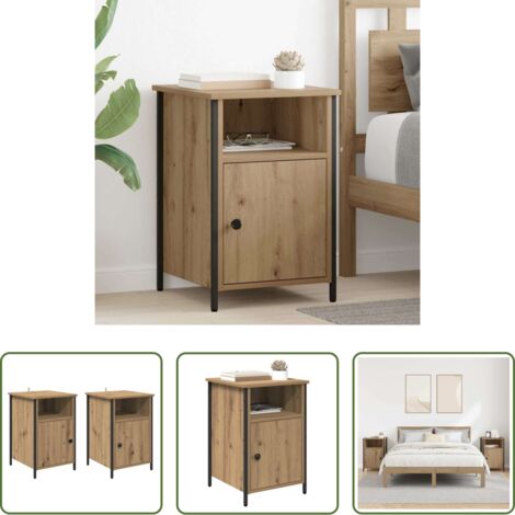 Comodino -  Armadio da Notte 2 pcs Rovere artigianale 40 x 42 x 60 cm