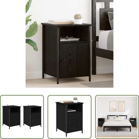 Comodino -  Armadio da Notte 2 pcs Rovere Nero 40 x 42 x 60 cm