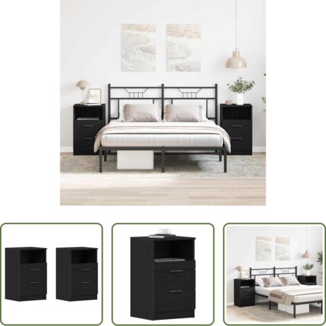 Comodino -  Armadio da Notte con cassetto 2 pcs Rovere Nero 40 x 35 x 65 cm