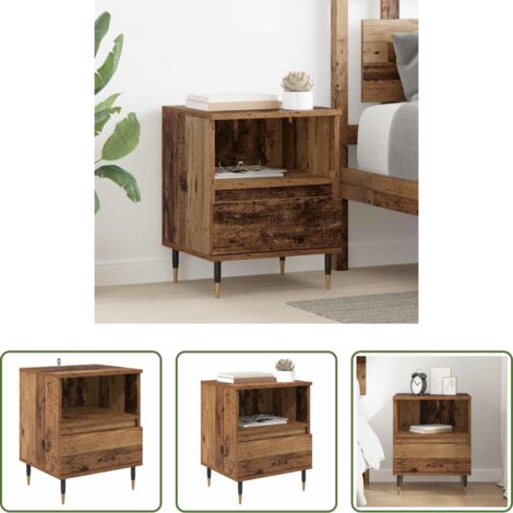 Comodino - Armadio da Notte con cassetto Legno vecchio 40 x 35 x 50 cm