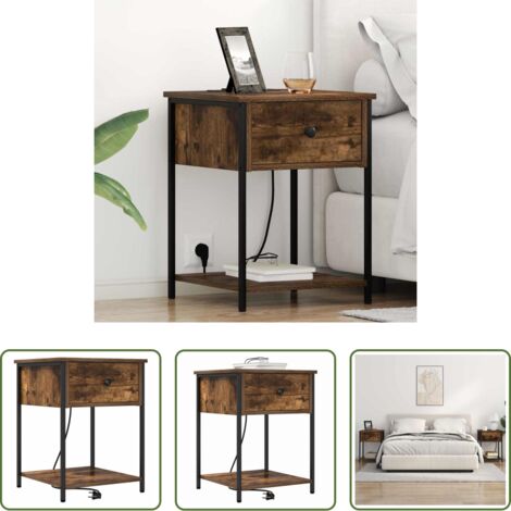 Comodino -  Armadio da Notte Rovere fumé 42 x 41 x 56 cm Legno multistrato