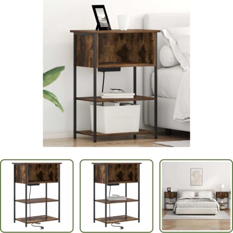 Comodino -  Armadio da Notte Rovere fumé 55 x 31 x 76 cm Legno multistrato