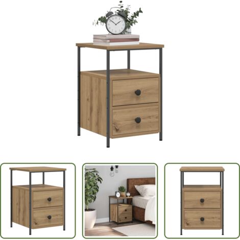 Comodino artigianale -  Comodino Rovere Artigianale 34x35,5x50 cm in Legno Multistrato