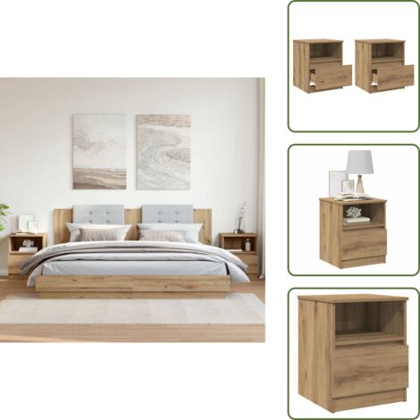 Comodino artigianale - vidaXL Comodini 2 pz Rovere Artigianale 40x40x50 cm Legno Multistrato - Comodino multistrato
