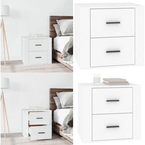 Comodino Bianca 50x39x47 cm - Comodino bianco - Comodino in legno