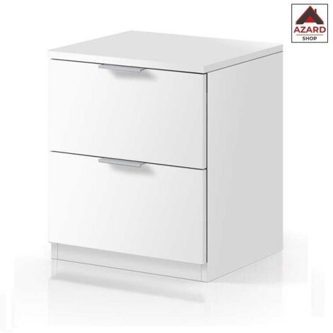 Comodino Bianco 2 Cassetti Cassettiera in Legno Studio Camera da Letto Cameretta
