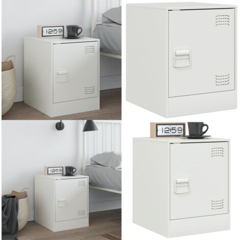 Comodino Bianco 34,5x39x44 cm in Acciaio - Comodino bianco - Comodino moderno