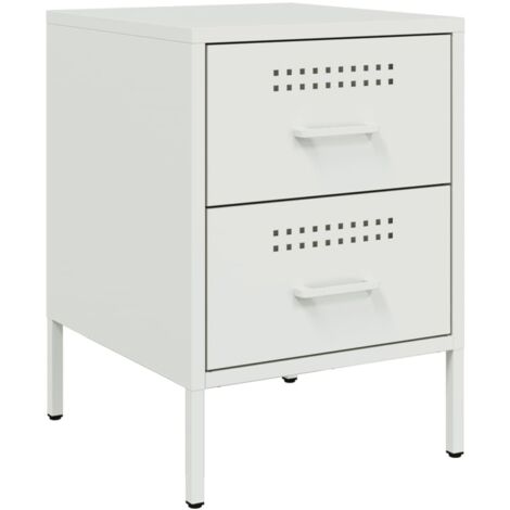 Comodino Bianco 36x39x50,5 cm in Acciaio vidaXL 958464