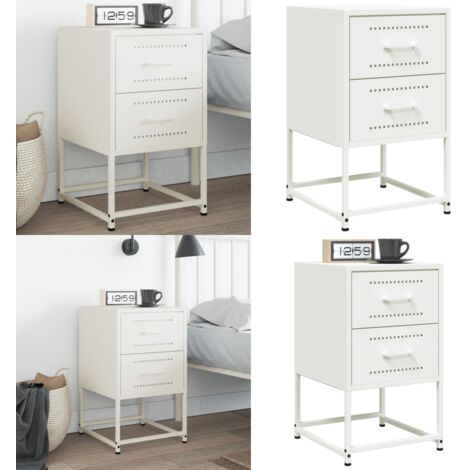 Comodino Bianco 36x39x60,5 cm in Acciaio - Comodino industriale - Comodino da letto