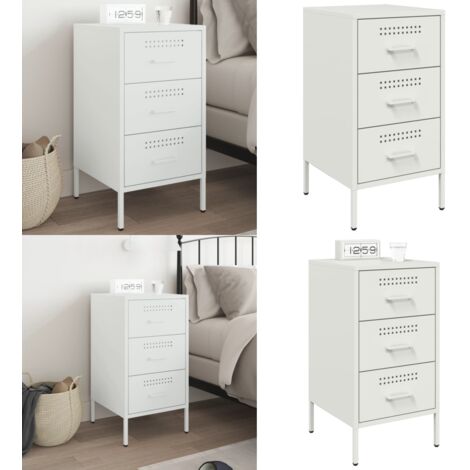 Comodino Bianco 36x39x68 cm in Acciaio - Comodino industriale - Comodino da soggiorno