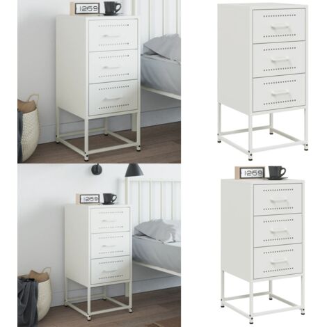 Comodino Bianco 36x39x78 cm in Acciaio - Comodino industriale - Comodino da letto