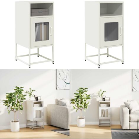 Comodino Bianco 36x39x78 cm in Acciaio Laminato a Freddo - Comodino da bagno - Comodino da cucina
