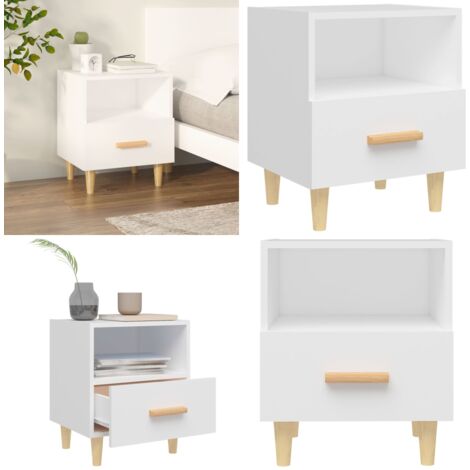 Comodino Bianco 40x35x47 cm - Comodino in legno - Comodino con cassetto