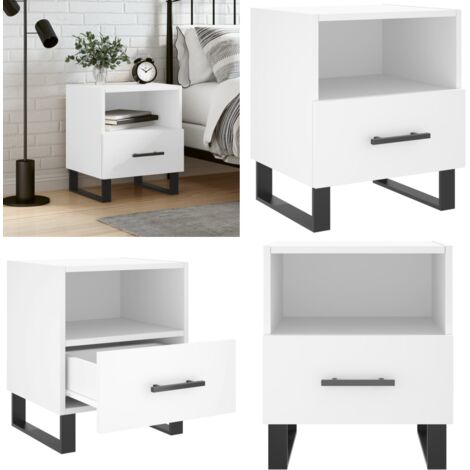 Comodino Bianco 40x35x47,5 cm in Legno Multistrato - Comodino moderno - Comodino con cassetto
