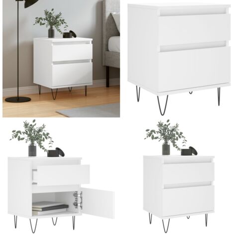 Comodino Bianco 40x35x50 cm in Legno Multistrato - Comodino moderno - Comodino con cassetto